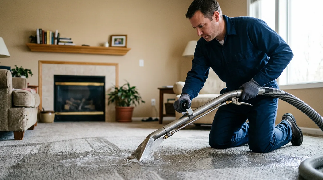 Water damage restoration technician working near Braggadocio, MO